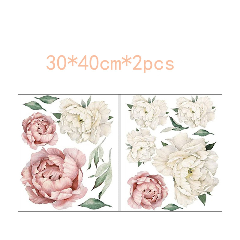 PVC стенен стикер с композиция от пионови цветя, премахваема, водоустойчив, едно парче, за всекидневна и спалня, модерен минималистичен стил
