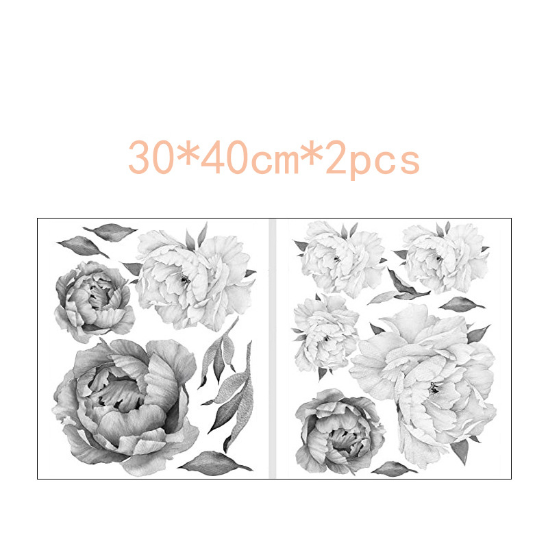 PVC стенен стикер с композиция от пионови цветя, премахваема, водоустойчив, едно парче, за всекидневна и спалня, модерен минималистичен стил