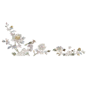 Стикер за стена за Guzheng панел – китайски стил с флорално-птичи мотив върху хартия за украса на музикален инструмент