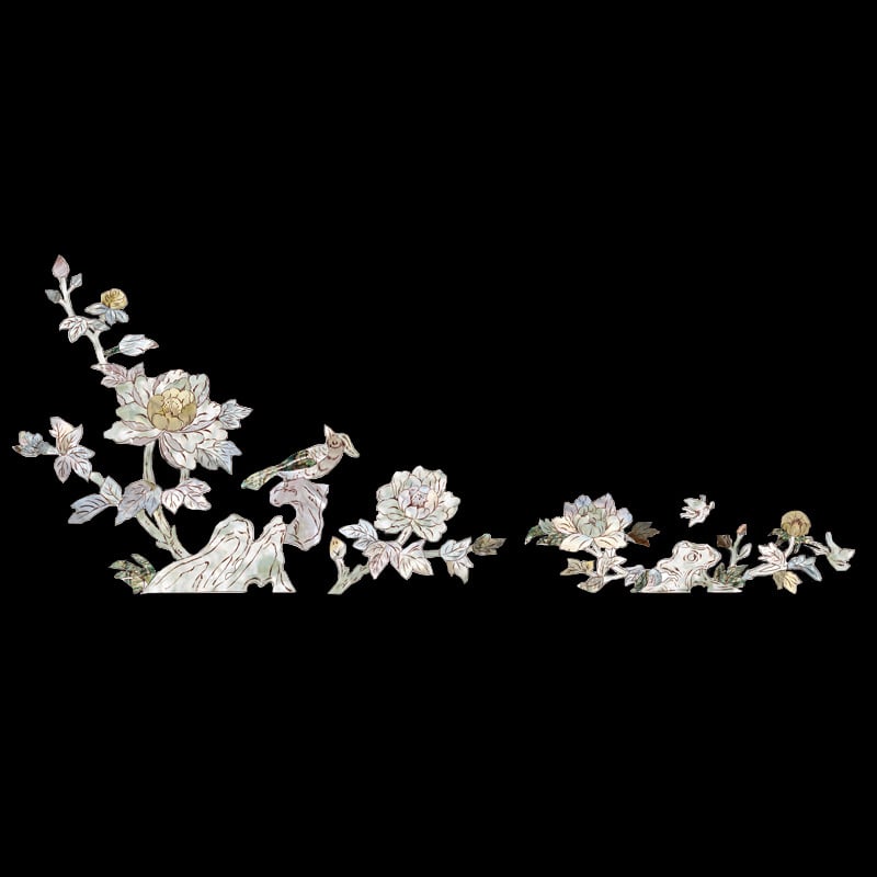 Стикер за стена за Guzheng панел – китайски стил с флорално-птичи мотив върху хартия за украса на музикален инструмент