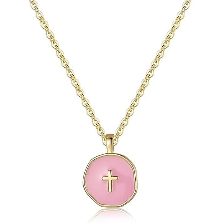 Ogrlica s križem na lancu od titan čelika, elektroplakiranje, privjesak od bakra, proljeće 2025