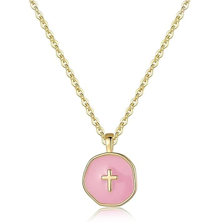 Ogrlica s križem na lancu od titan čelika, elektroplakiranje, privjesak od bakra, proljeće 2025