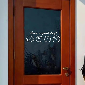 Стенен стикер – мультяшни животни със усмивки, PVC, 1 бр, декоративна украса за дневна, спалня и кабинет