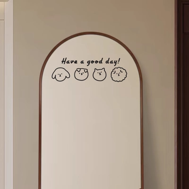 Стенен стикер – мультяшни животни със усмивки, PVC, 1 бр, декоративна украса за дневна, спалня и кабинет