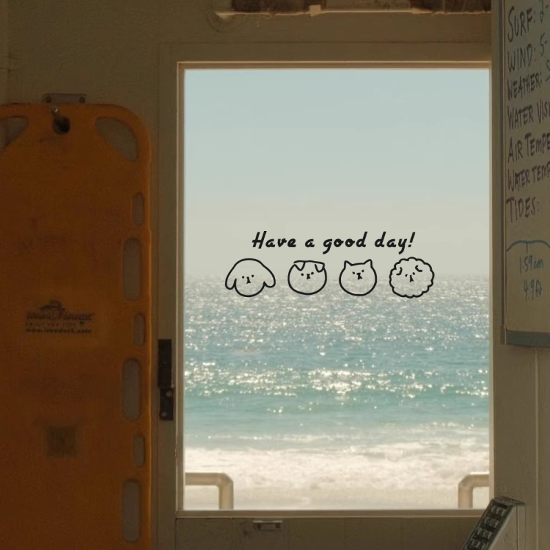 Стенен стикер – мультяшни животни със усмивки, PVC, 1 бр, декоративна украса за дневна, спалня и кабинет