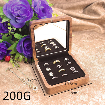 Cutie de bijuterii din lemn de nuc cu interior catifelat – spațiu mare pentru inele și ceasuri