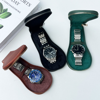 GJ123 PU кожена чанта за съхранение на часовници с пришиване, за подаръчна и бижутерийна опаковка