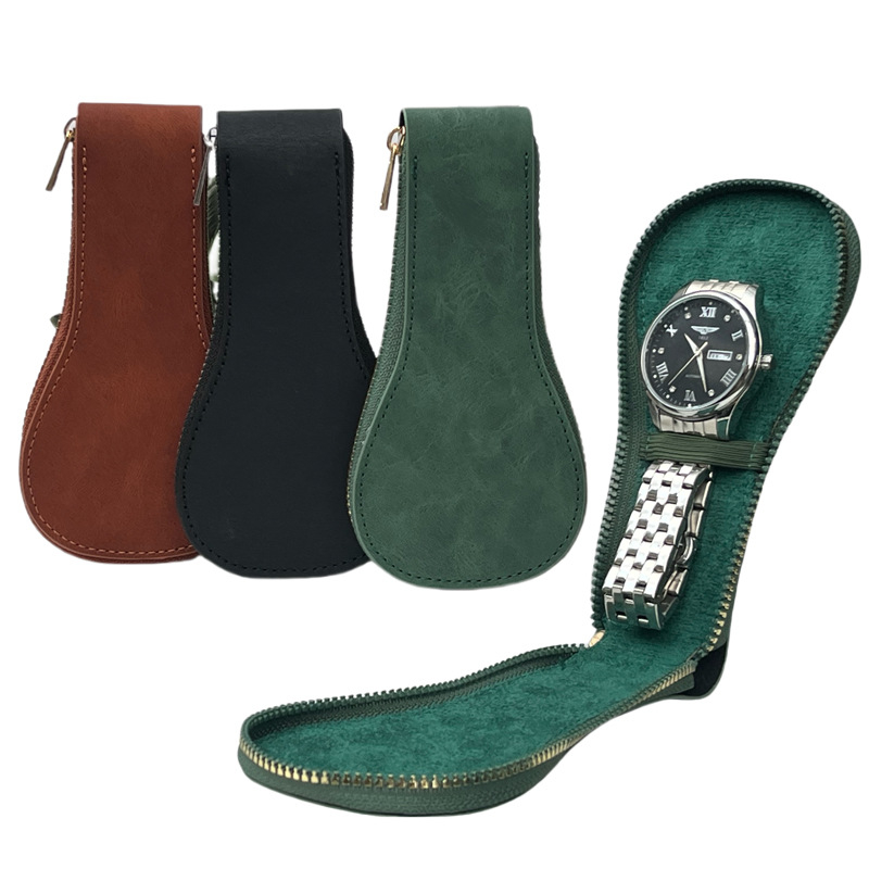 GJ123 PU кожена чанта за съхранение на часовници с пришиване, за подаръчна и бижутерийна опаковка