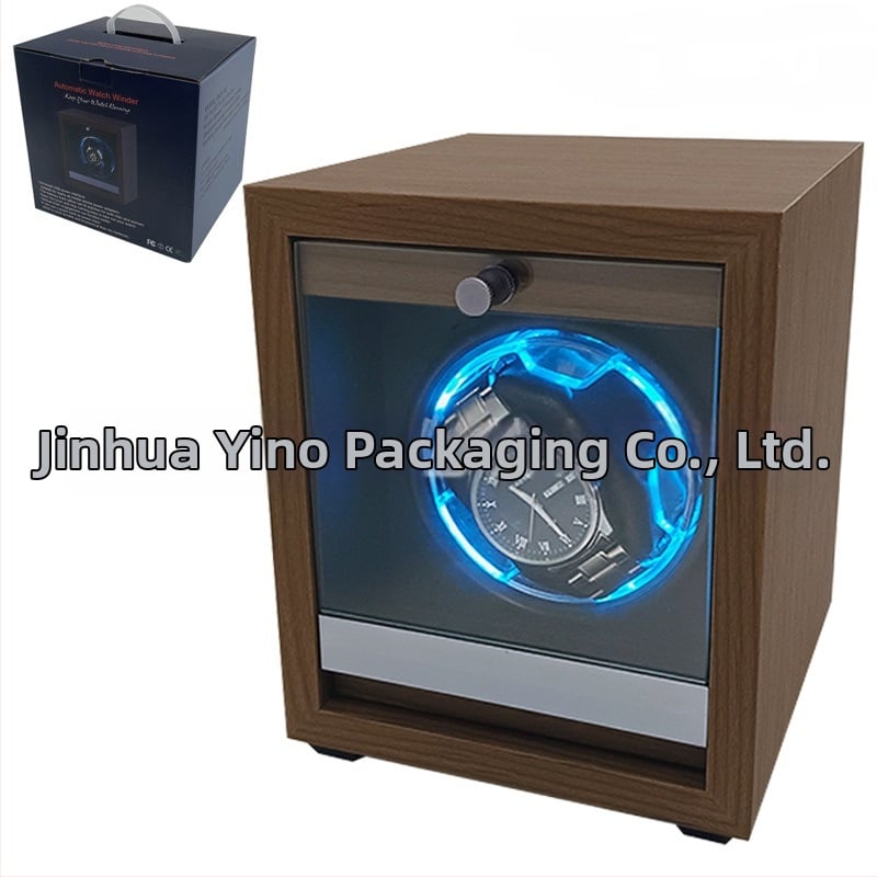 Кутия за навиване на часовници, електрическа, MDF/ABS корпус с memory foam, стъклена врата, за механични часовници