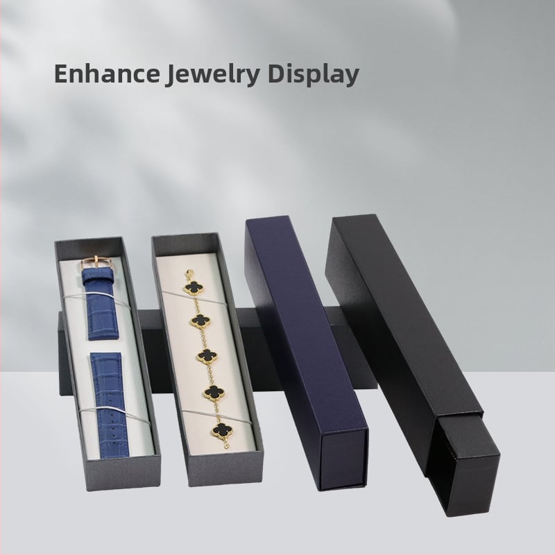 Кутия за каишки на Apple Watch – картонена и PU конструкция, горещ печат, кутия с чекмедже за опаковка, модел XJ0003, предназначена за подаръчна, обща и бижутерна опаковка