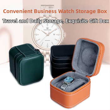 Junliyu Портативен калъф за часовник от PU кожа със цип – подаръчна кутия за бижута и ежедневни вещи