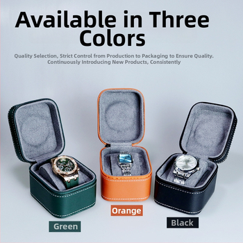 Junliyu Портативен калъф за часовник от PU кожа със цип – подаръчна кутия за бижута и ежедневни вещи