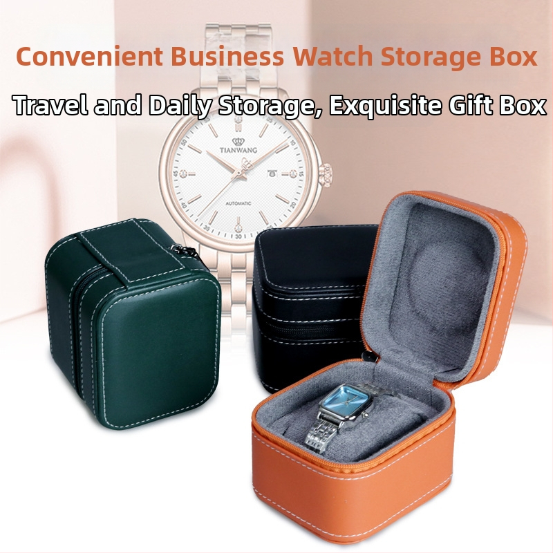 Junliyu Портативен калъф за часовник от PU кожа със цип – подаръчна кутия за бижута и ежедневни вещи