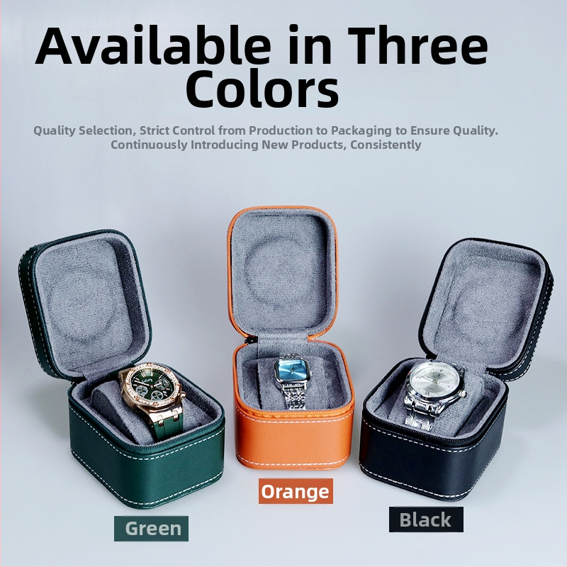 Junliyu Портативен калъф за часовник от PU кожа със цип – подаръчна кутия за бижута и ежедневни вещи