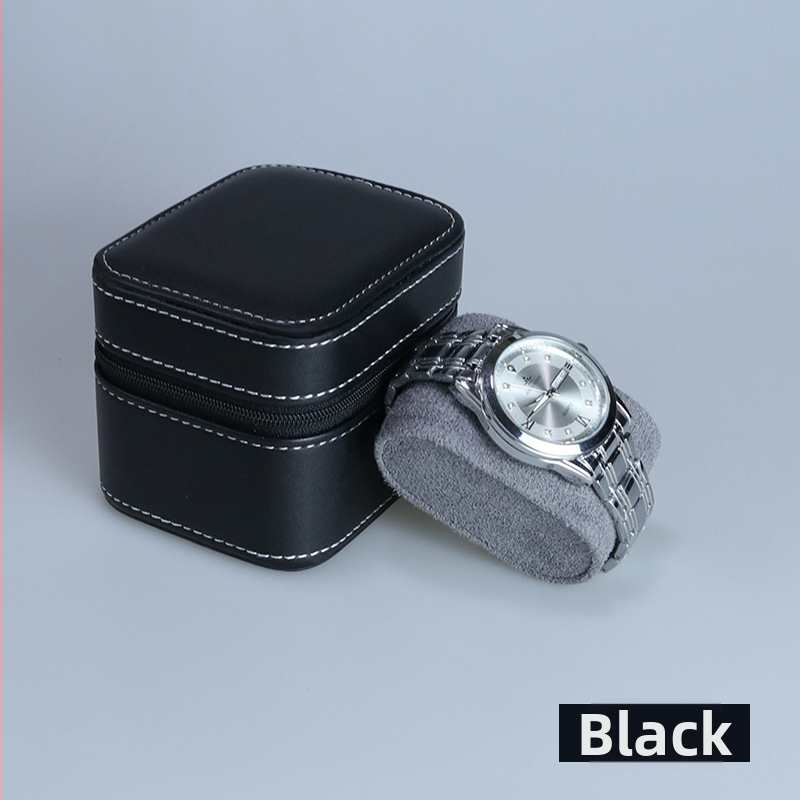 Junliyu Портативен калъф за часовник от PU кожа със цип – подаръчна кутия за бижута и ежедневни вещи
