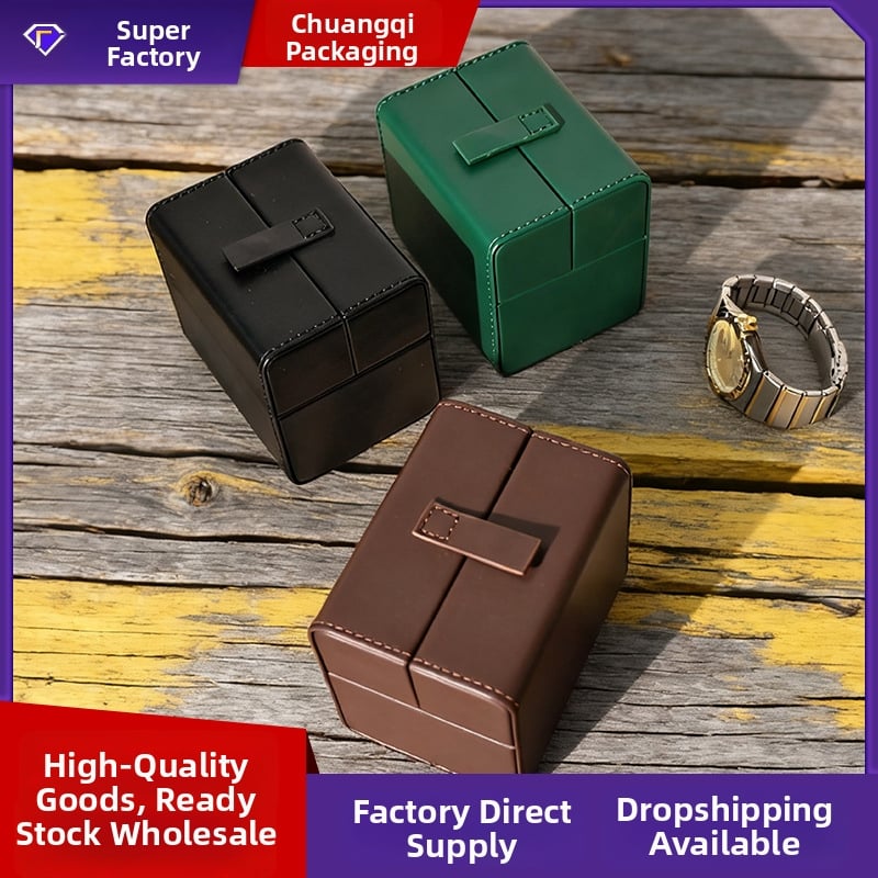 Кутия за часовници с двойно отваряне, повърхност от супер влакнеста двойнослойна материя, за дисплей, съхранение и поддръжка, произход: Guangzhou, Китай