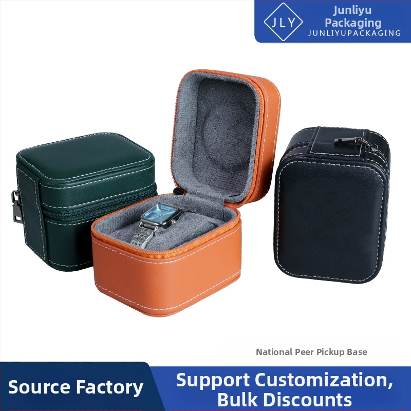 Junliyu PU кожена преносима кутия за часовник с цип – подаръчна кутия за бижута и съхранение на часовник
