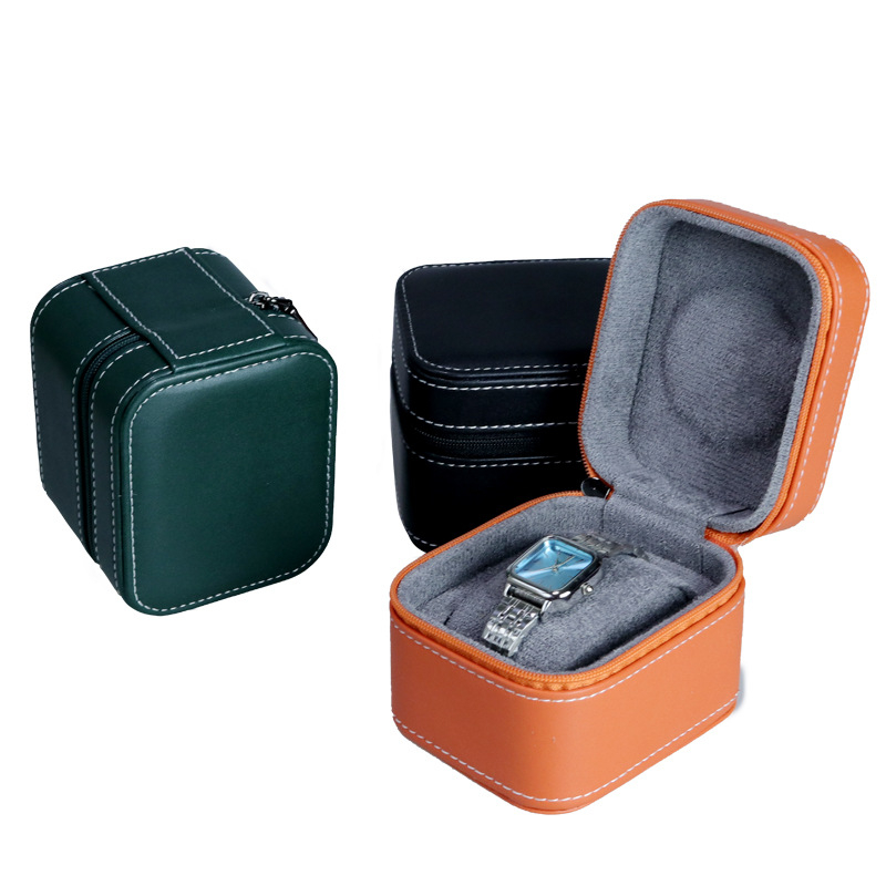 Junliyu PU кожена преносима кутия за часовник с цип – подаръчна кутия за бижута и съхранение на часовник