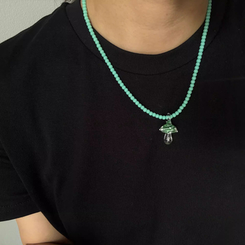 Ogrlica od perlica, ručno izrađena, Liuli stakleni privjesak, običan lančić, unisex, gradski stil