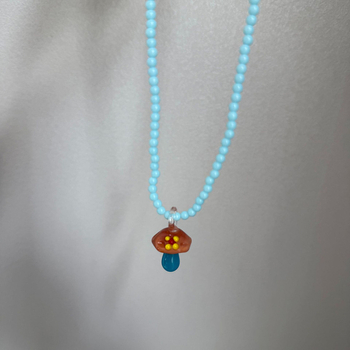 Ogrlica od perlica, ručno izrađena, Liuli stakleni privjesak, običan lančić, unisex, gradski stil