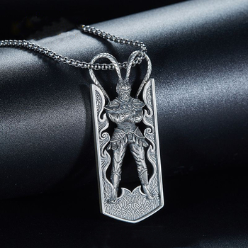 Ogrlica s privjeskom Monkey King - orijentalni stil, bakar, uvijeni lanac, privjesak od umjetnog kristala