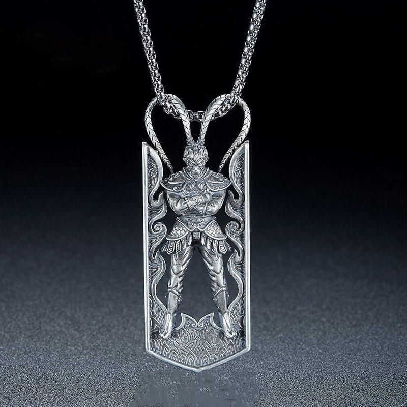 Ogrlica s privjeskom Monkey King - orijentalni stil, bakar, uvijeni lanac, privjesak od umjetnog kristala