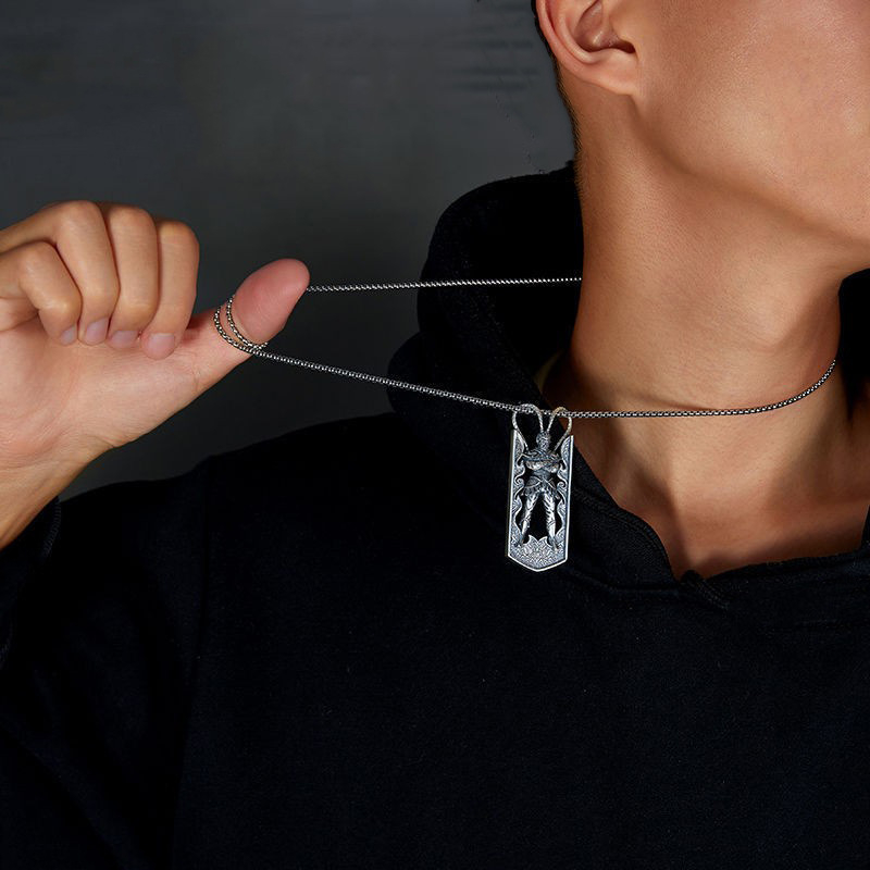 Ogrlica s privjeskom Monkey King - orijentalni stil, bakar, uvijeni lanac, privjesak od umjetnog kristala