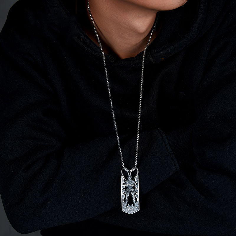 Ogrlica s privjeskom Monkey King - orijentalni stil, bakar, uvijeni lanac, privjesak od umjetnog kristala