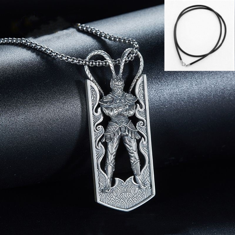 Ogrlica s privjeskom Monkey King - orijentalni stil, bakar, uvijeni lanac, privjesak od umjetnog kristala