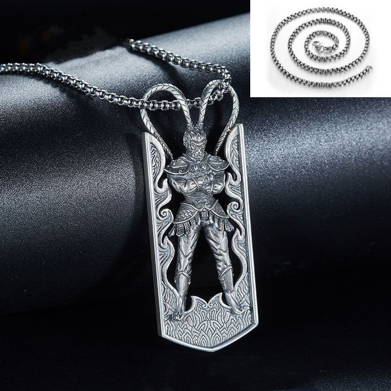 Ogrlica s privjeskom Monkey King - orijentalni stil, bakar, uvijeni lanac, privjesak od umjetnog kristala