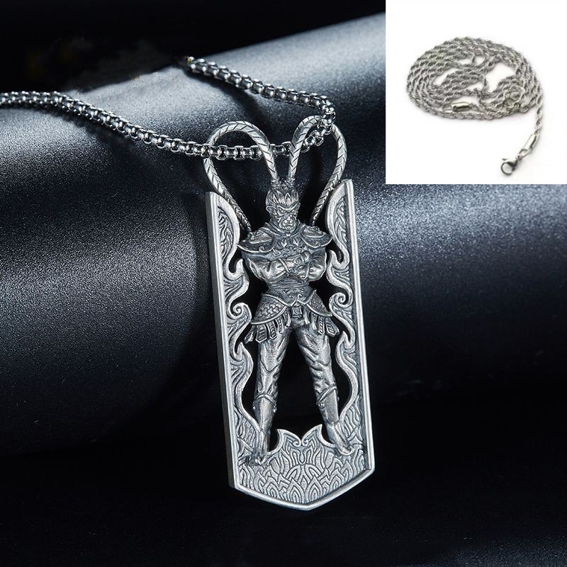 Ogrlica s privjeskom Monkey King - orijentalni stil, bakar, uvijeni lanac, privjesak od umjetnog kristala