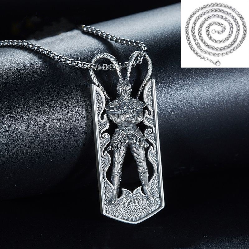 Ogrlica s privjeskom Monkey King - orijentalni stil, bakar, uvijeni lanac, privjesak od umjetnog kristala