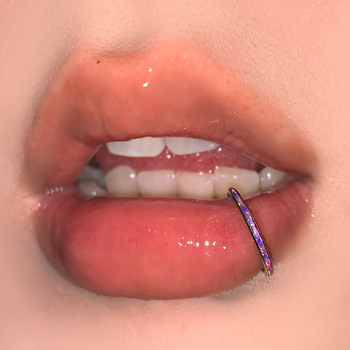 Opal χωρίς ραφή δαχτυλίδι χειλιών, τιτάνιο ατσάλι, λαμπερό, unisex