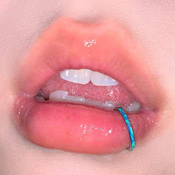 Opal χωρίς ραφή δαχτυλίδι χειλιών, τιτάνιο ατσάλι, λαμπερό, unisex