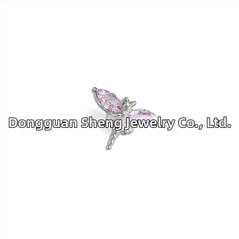 Dragonfly auskari no titāna sakausējuma G23 ar cirkonu ieliktiem, ģeometrisks dizains, unisex