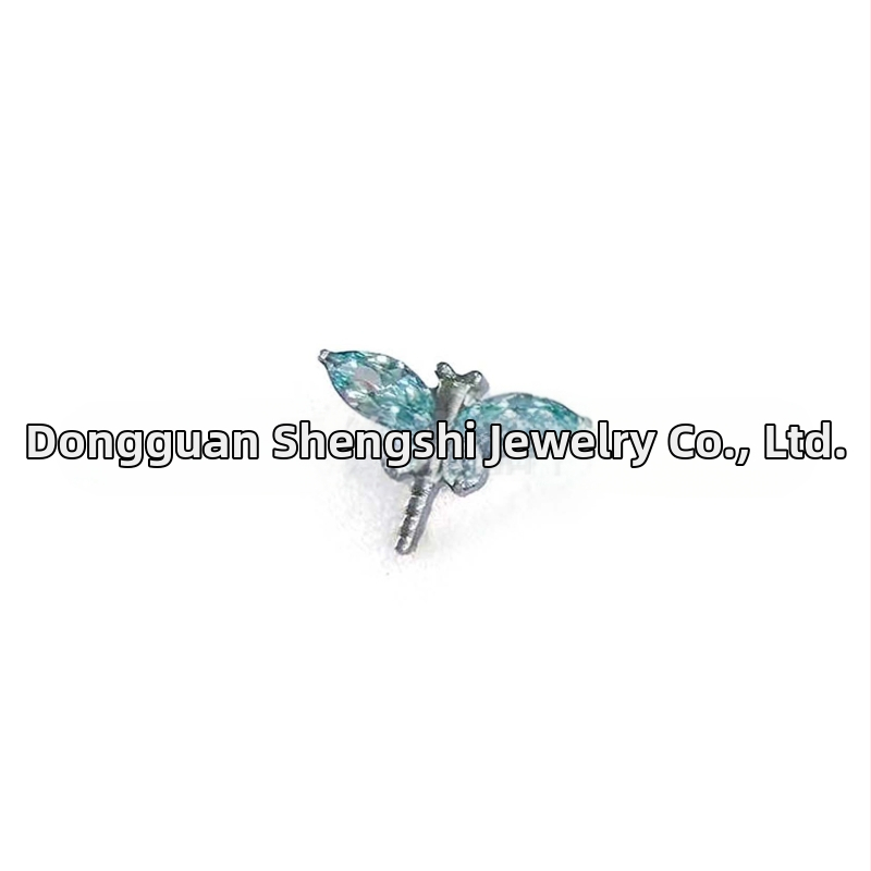 Dragonfly auskari no titāna sakausējuma G23 ar cirkonu ieliktiem, ģeometrisks dizains, unisex