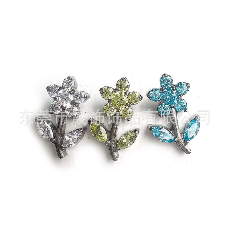 Λουλουδάτα σκουλαρίκια με ζιρκόν από τιτάνιο G23, unisex, φυσικό στυλ