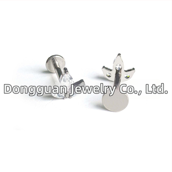 Marquise cirkoni auskari, G23 titāns, iekšējā vītnes, ģeometriska forma, unisex, dabīgs stils