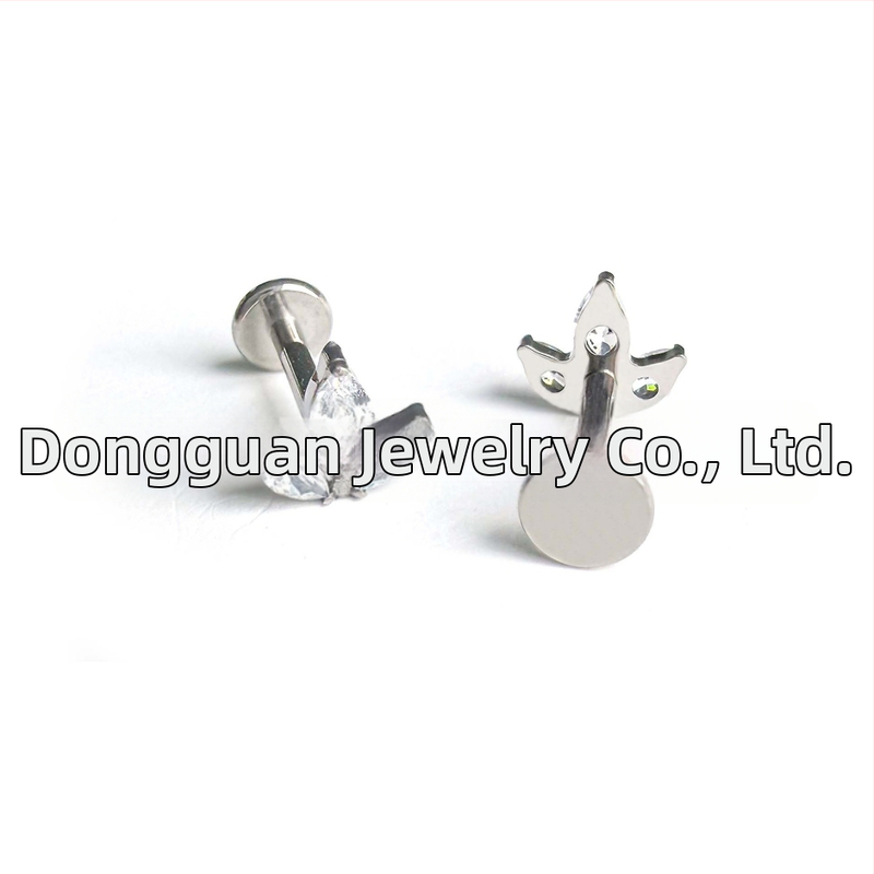 Marquise cirkoni auskari, G23 titāns, iekšējā vītnes, ģeometriska forma, unisex, dabīgs stils