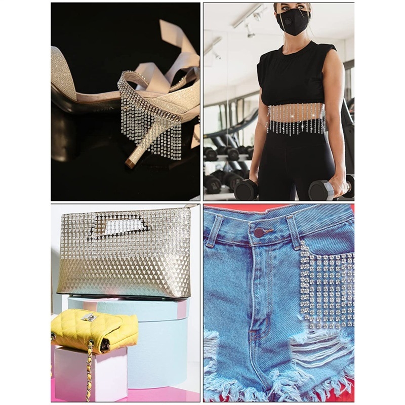 Lanț Weisheng cu cristale, placare electroplatină, ciucuri atârnători — design original