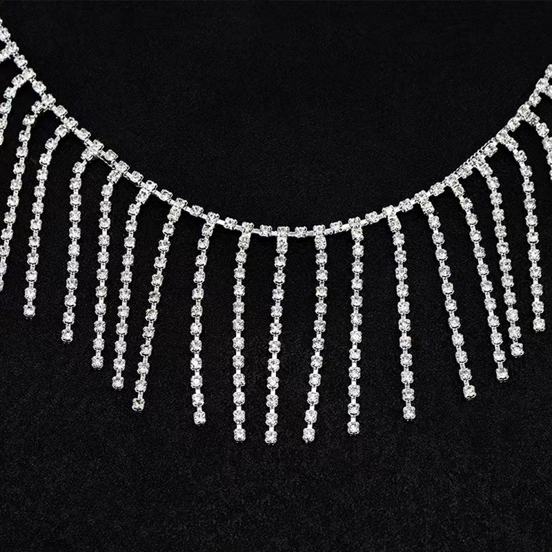 Lanț Weisheng cu cristale, placare electroplatină, ciucuri atârnători — design original