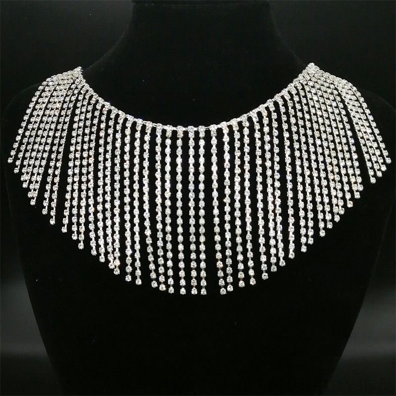 Lanț Weisheng cu cristale, placare electroplatină, ciucuri atârnători — design original