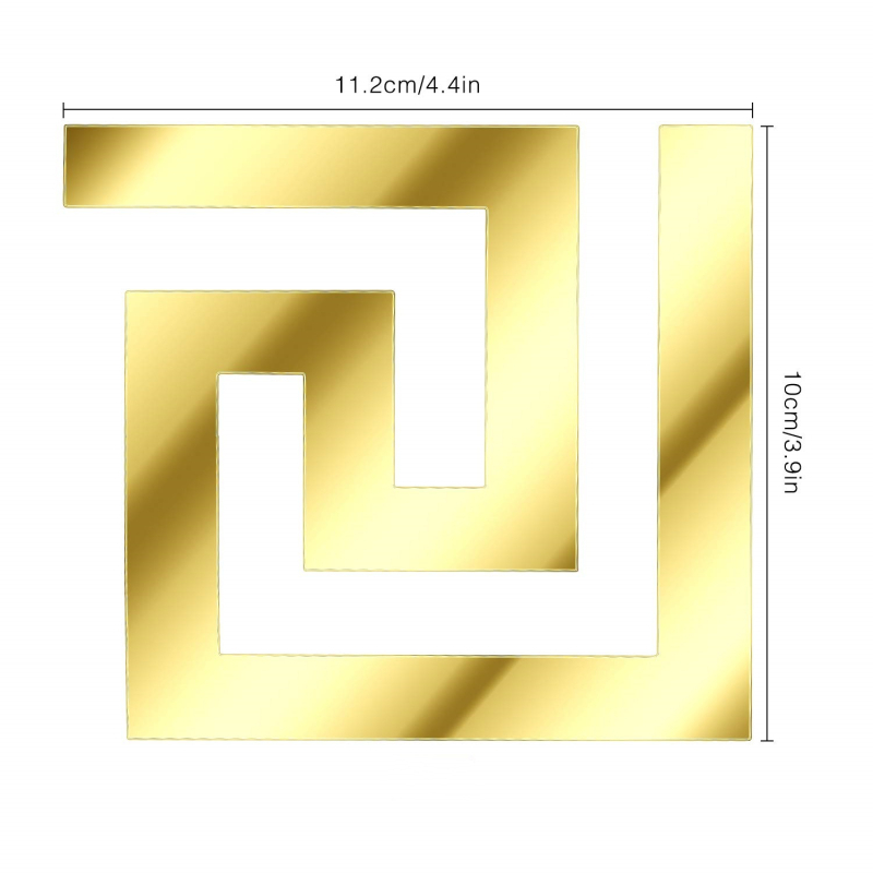 Акрилна огледална стенна стикер лента, самозалепваща декоративна рамка с геометричен модел, 1 бр., за кабинет, кухня, баня, антре