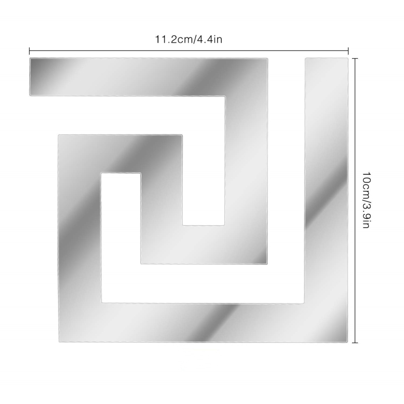 Акрилна огледална стенна стикер лента, самозалепваща декоративна рамка с геометричен модел, 1 бр., за кабинет, кухня, баня, антре