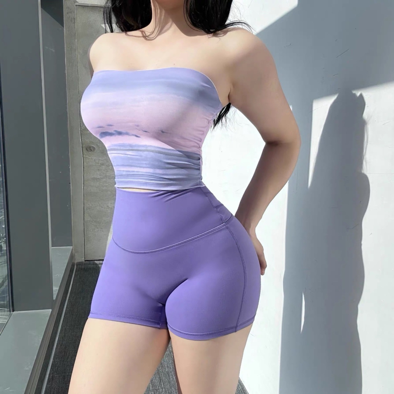 Joga liemenėlė su spauda, 2025 m. vasara, nailonas, siauras kirpimas, su krūtinės įdėklomis