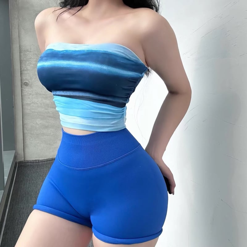 Joga liemenėlė su spauda, 2025 m. vasara, nailonas, siauras kirpimas, su krūtinės įdėklomis