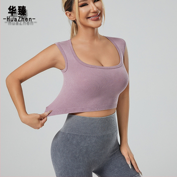 Moterų nailoninis jogos viršus su nugaros širdies dizainu, kvadratinė kaklo linija, plačios peties juostelės, aukštas elastingumas
