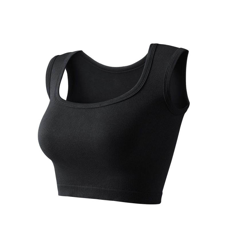 Moterų nailoninis jogos viršus su nugaros širdies dizainu, kvadratinė kaklo linija, plačios peties juostelės, aukštas elastingumas