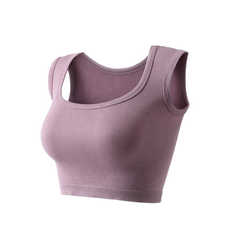 Moterų nailoninis jogos viršus su nugaros širdies dizainu, kvadratinė kaklo linija, plačios peties juostelės, aukštas elastingumas