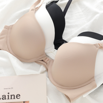 Ženski push-up grudnjak s prednjim kopčanjem i čeličnom obručom, 3/4 košarica, podesive odvojive naramenice, Milk Silk poliester, sexy
